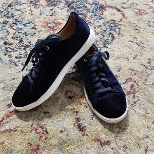 Cole Haan Grand Zeros Blue Velvet Lace Up Sneakers Size 6